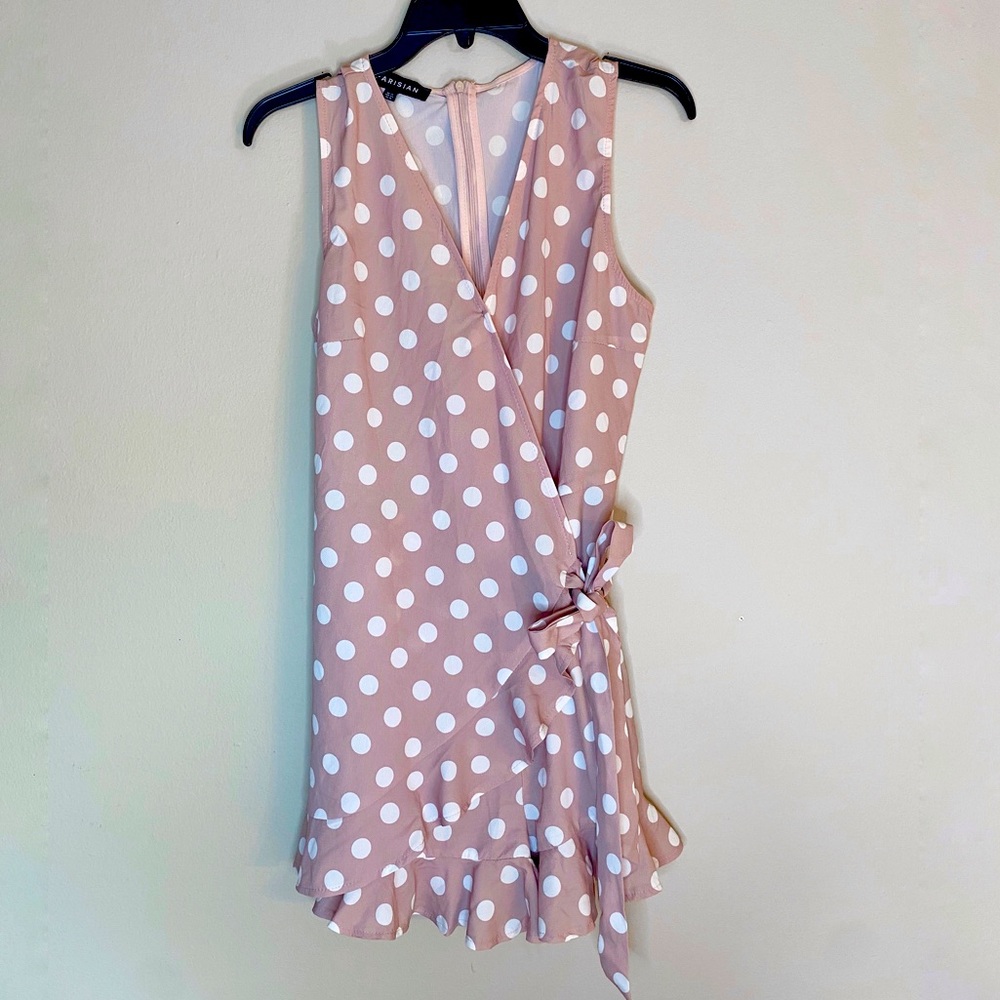 Parisian Pink Polka Dot Tie Waist Romper
